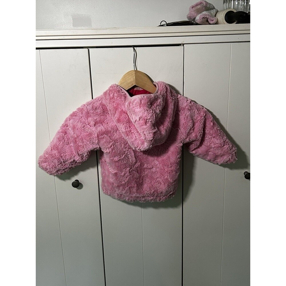 The North Face Reversible Plush Sherpa Hooded Jacket Size 6-12 mo Coat Pink - Picture 6 of 9